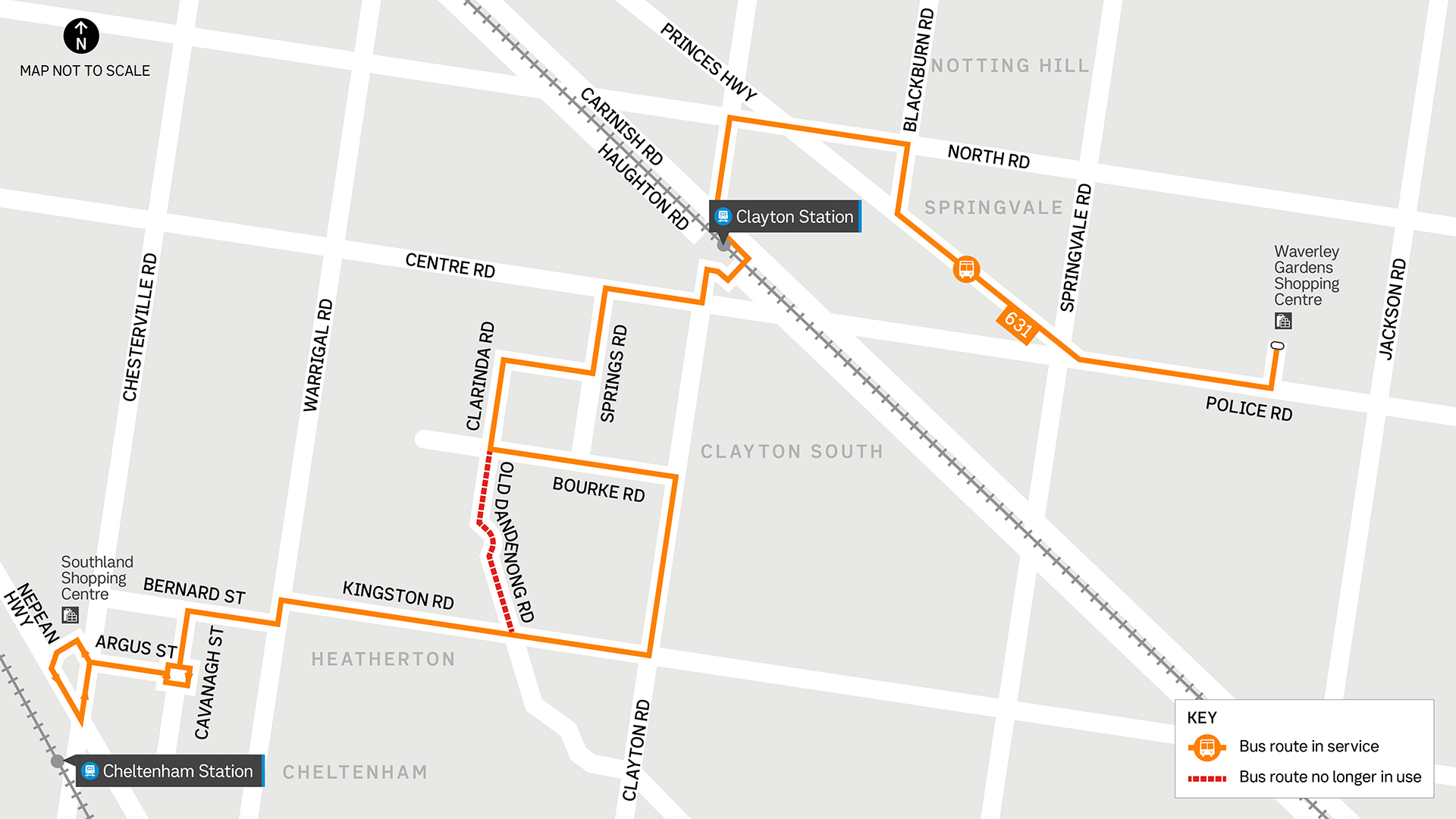 A map of the Heatherton bus route changes