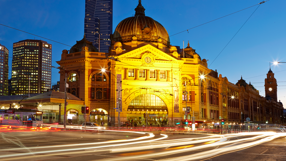 Flinders Street Station at night