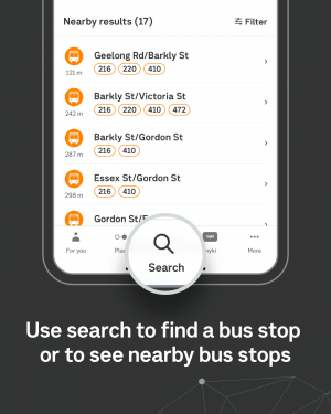 Use search to find a bus stop or to see nearby bus stops