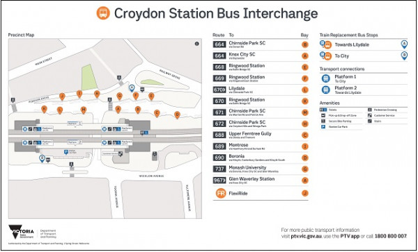 Map showing the Croyon bus interchange precinct