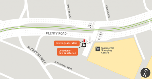 Image of map showing the location of the Reservoir substation